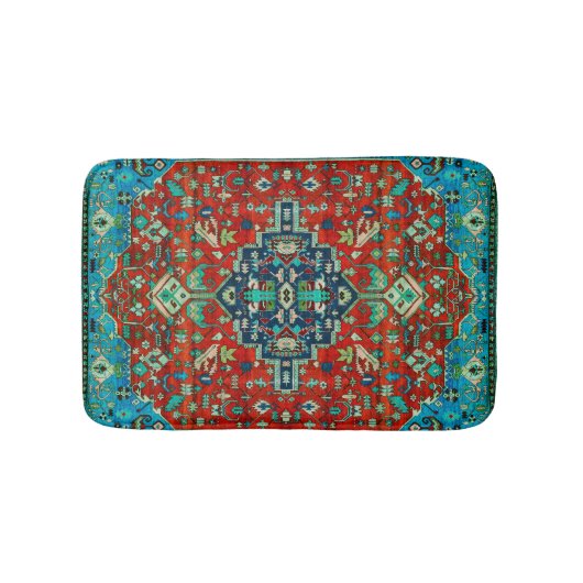 Perzisch tapijt  ontwerp in rood & blauw badmat (Voorkant)
