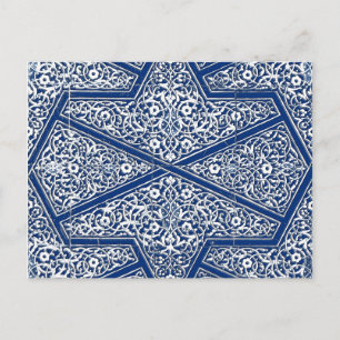 Perzisch tegelpatroon - kobalt blauw en wit briefkaart