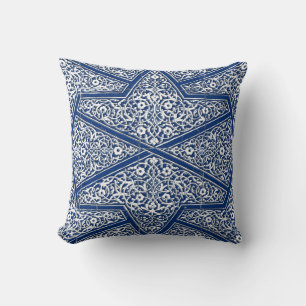 Perzisch tegelpatroon - kobalt blauw en wit kussen