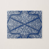 Perzisch tegelpatroon - kobalt blauw en wit legpuzzel (Horizontaal)