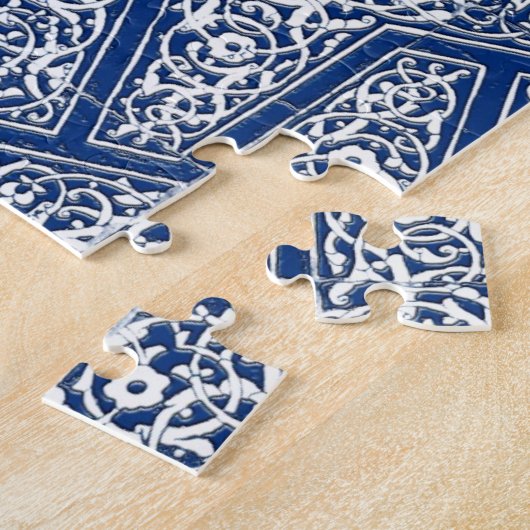 Perzisch tegelpatroon - kobalt blauw en wit legpuzzel (Zijkant)