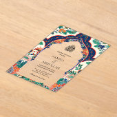 Perzische Bloemen Inlay Moslim bruiloft Acryl Uitnodigingen (Laagn)