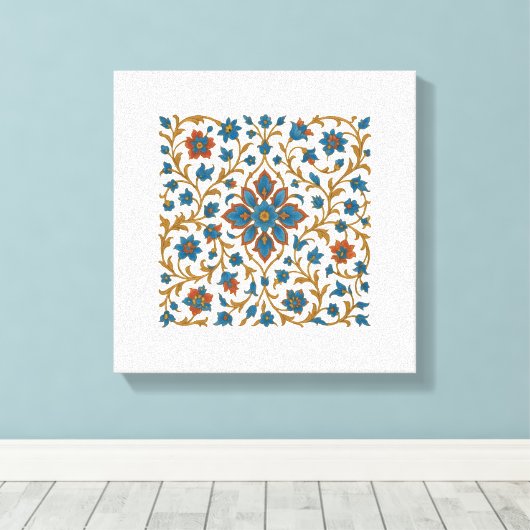Perzische Bloemen Ornament Stretched Canvas (Insitu (Houten vloer))