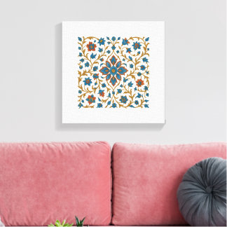 Perzische Bloemen Ornament Stretched Canvas Afdruk