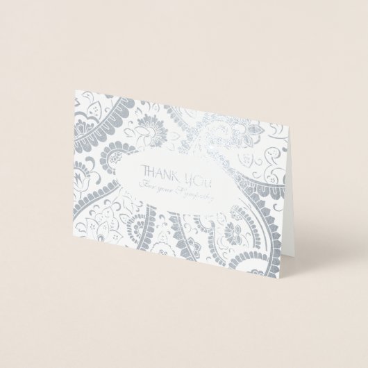 Perzische Boteh Paisley Patroon Sympathie Dank u Folie Kaarten (Voorkant)
