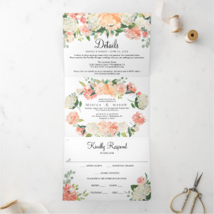  Perzische Floral Wedding Tri-Fold Uitnodigingen