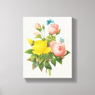  Perzische Gele Rozenthee Rozen van Redoute Canvas Afdruk