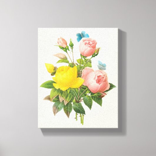 Perzische Gele Rozenthee Rozen van Redoute Canvas Afdruk (Voorkant)