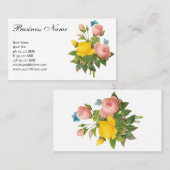 Perzische Gele Rozenthee Rozen van Redoute Visitekaartje (Voorkant / Achterkant)