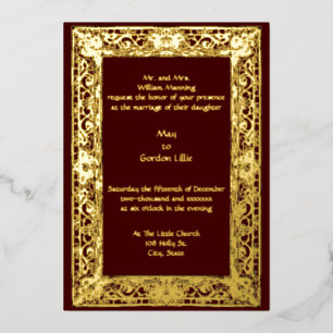  Perzische grens bruiloft Folie Uitnodiging