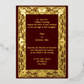  Perzische grens bruiloft Folie Uitnodiging (Voorkant)