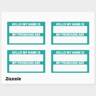 Perzische groene naam & Pronoun-labels Rechthoekige Sticker