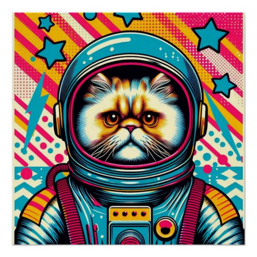 PERZISCHE KAT-ASTRONAUT 4 PERFECT POSTER (Voorkant)