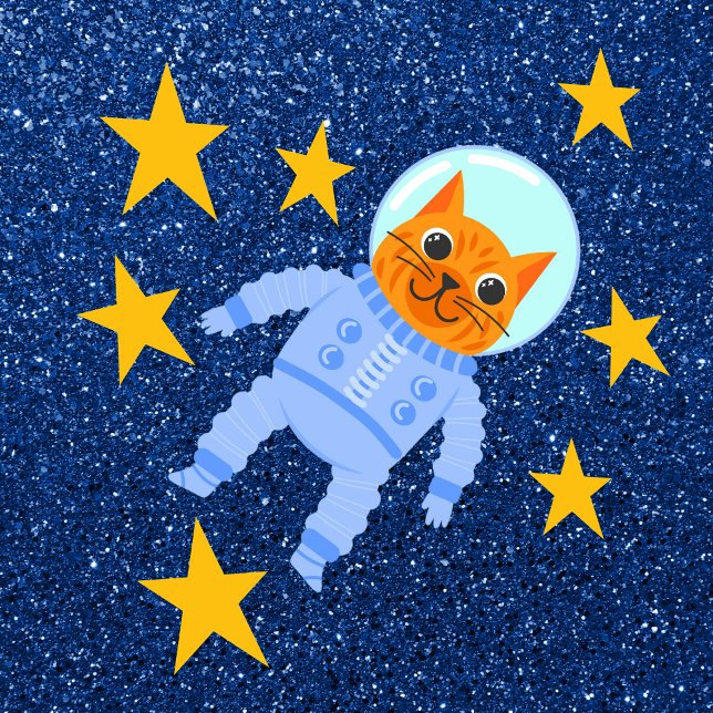 Perzische kat Astronaut Navy Blue Glitter Galaxy Kussen (Creator heeft geüpload)
