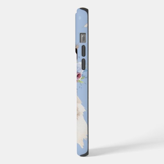 Perzische kat Blauw Bloemen iPhone Hoesje (Linkerkant)