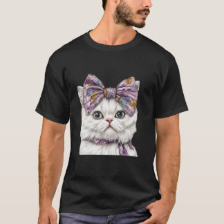 Perzische Kat Boho Wildflower Coquette Boog Moeder T-shirt