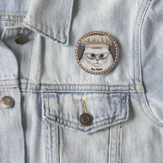 Perzische kat Chef pin Ronde Button 5,7 Cm (In situ)