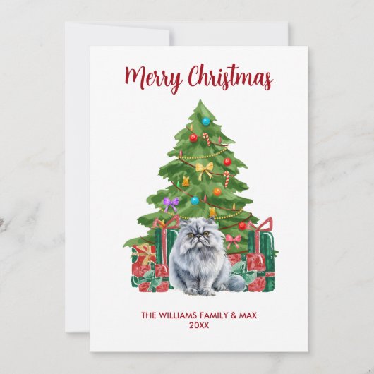 Perzische kat familie Kerstmis Feestdagenkaart (Voorkant)