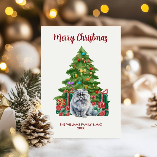 Perzische kat familie Kerstmis Feestdagenkaart