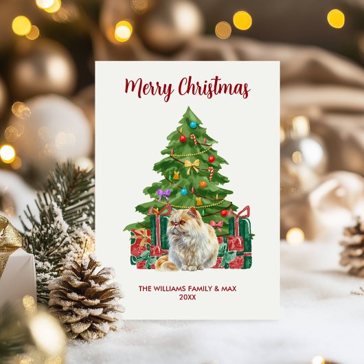 Perzische kat familie Kerstmis Feestdagenkaart