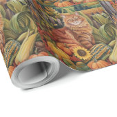Perzische kat herfstoogst Thanksgiving Cadeaupapier (Rol Hoek)