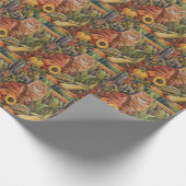 Perzische kat herfstoogst Thanksgiving Cadeaupapier (Hoek)