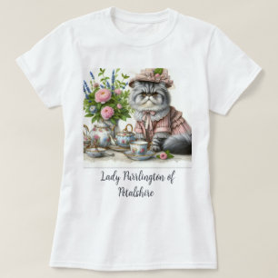 Perzische kat in bloemige Pet parels op Tea Party T-shirt