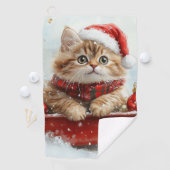 Perzische kat in slee laat het sneeuwen Kerstmis Golfhanddoek (Insitu)