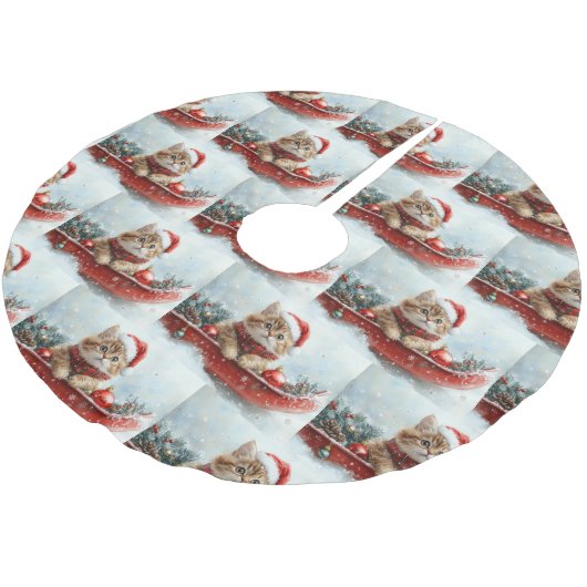 Perzische kat in slee laat het sneeuwen Kerstmis Kerstboom Rok (Gekanteld)