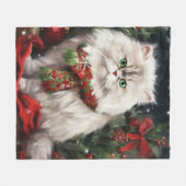 Perzische Kat in Sneeuw Kerstmis Fleece Deken (Voorkant (Horizontaal))