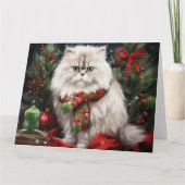 Perzische Kat in Sneeuw Kerstmis Kaart (Voorkant)