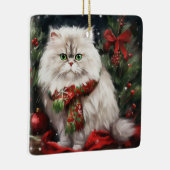 Perzische Kat in Sneeuw Kerstmis Keramisch Ornament (Rechts)