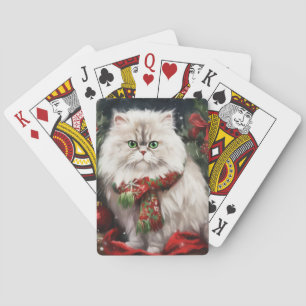 Perzische Kat in Sneeuw Kerstmis Pokerkaarten