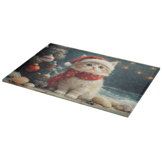 Perzische Kat Kerst Strand Snijplank (Hoek)