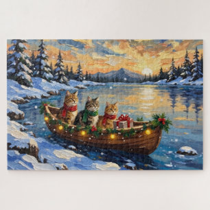 Perzische Kat Kerstboot Vakantie Legpuzzel