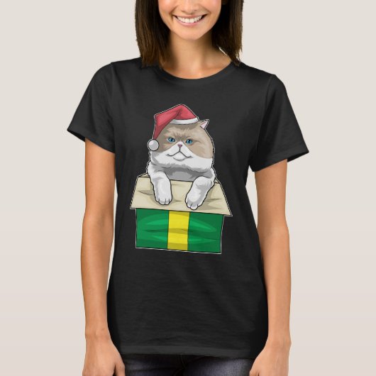 Perzische kat Kerstmuts T-shirt (Voorkant)