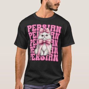 Perzische Kat Meisje Kat Moeder Roze Coquette Stri T-shirt