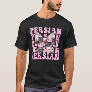 Perzische Kat Meisje Kat Moeder Roze Coquette Stri T-shirt