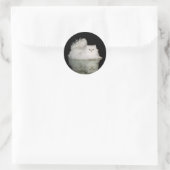 Perzische kat met groene geelogen ronde sticker (Tas)