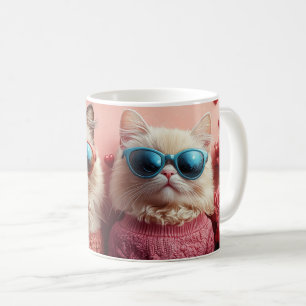 Perzische Kat met Hart Rozen Valentijnsdag Koffiemok
