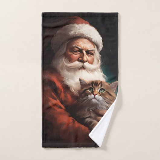 Perzische Kat Met Sinterklaas Feestelijke Kerstmis Bad Handdoek (Handdoek)