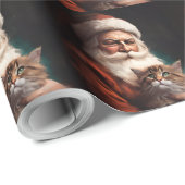 Perzische Kat Met Sinterklaas Feestelijke Kerstmis Cadeaupapier (Rol Hoek)