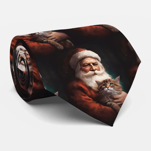 Perzische Kat Met Sinterklaas Feestelijke Kerstmis Stropdas (Opgerold)