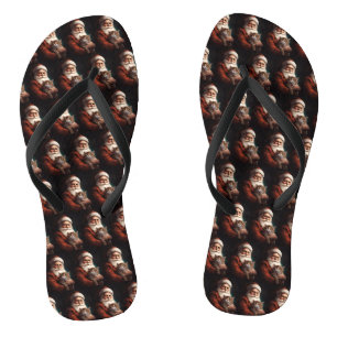 Perzische Kat Met Sinterklaas Feestelijke Kerstmis Teenslippers