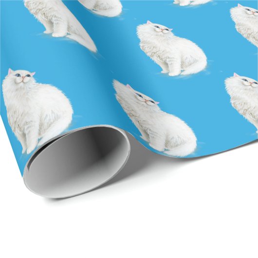 Perzische kat op Aqua Cadeaupapier (Rol Hoek)