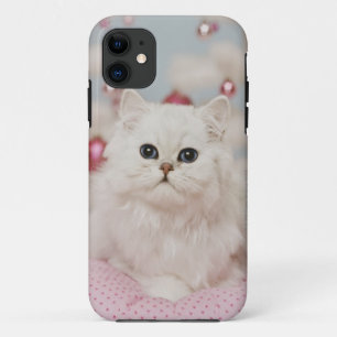 Perzische kat op roze kussen iPhone 11 hoesje