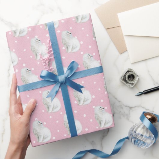 Perzische kat op Stippen Cadeaupapier (Geschenken)