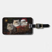 Perzische Kat Snowy Sleigh Kerstmisdecor Bagagelabel (Voorkant horizontaal)