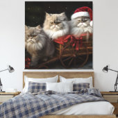 Perzische Kat Snowy Sleigh Kerstmisdecor Canvas Afdruk (Insitu (Slaapkamer))