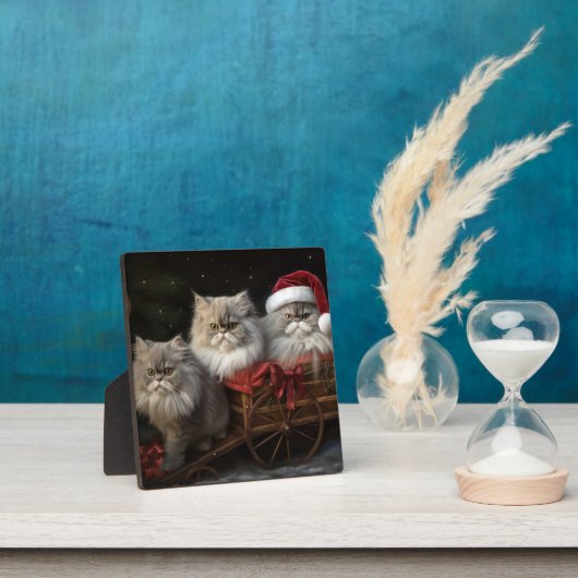 Perzische Kat Snowy Sleigh Kerstmisdecor Fotoplaat (Insitu)
